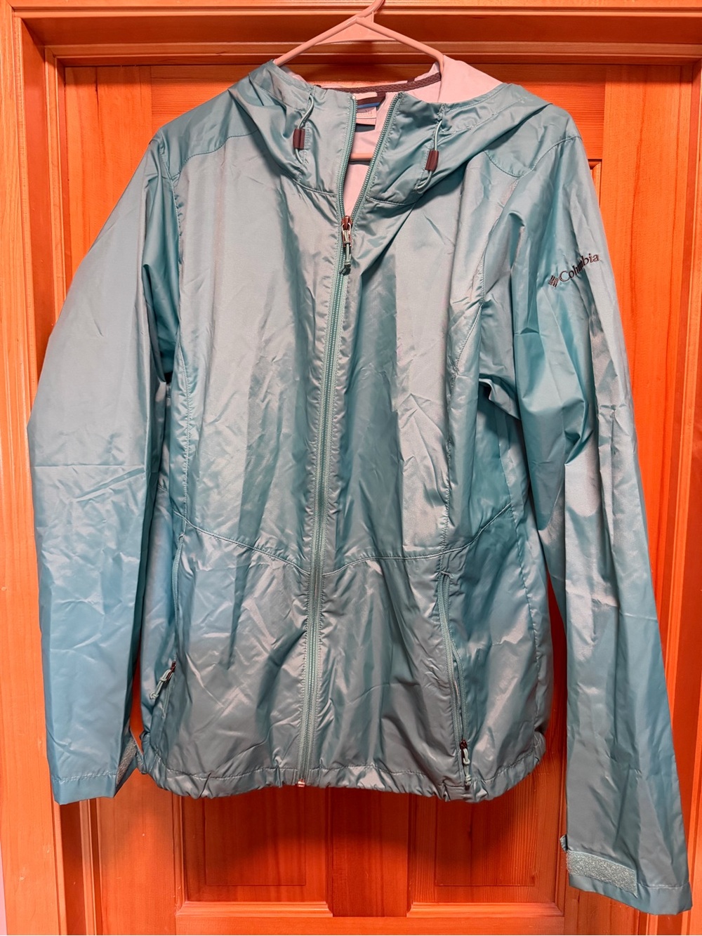Columbia Women's Teal Hooded Lightweight Windbreaker Jacket